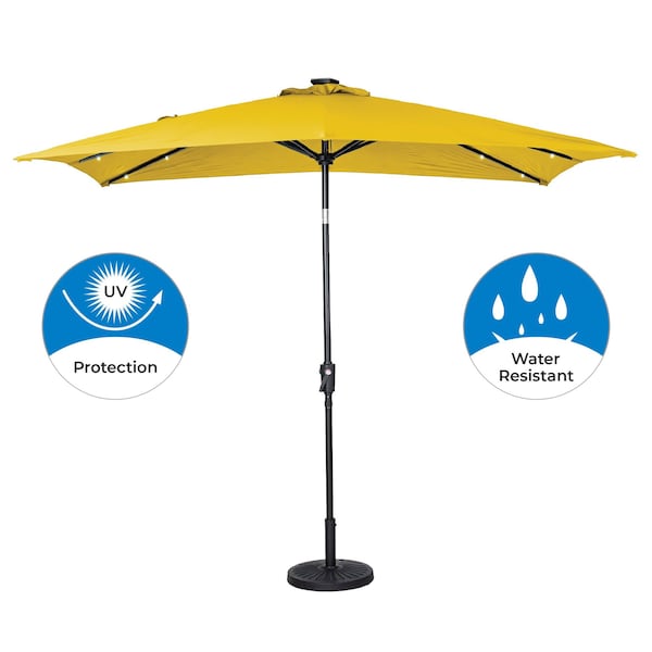 Sun-Ray 9Ftx7Ft Rectangular Solar Lighted Umbrella, Yellow, Olefin Fabric 801025YOLE